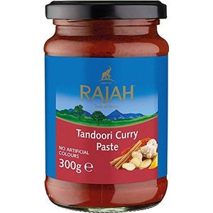 Rajah Tandoori curry-pasta, licht scherp voor authentieke curry-gerechten, ideaal voor het kruiden van vlees, vis of groenten, 1 x 300 g