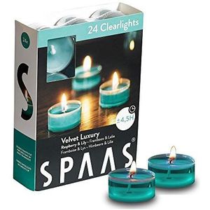 SPAAS 24 Clearlights Geur, theelichten in transparante beker, ± 4,5 uur - Velvet Luxury