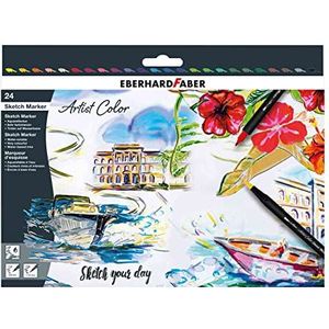 Eberhard Faber 558224 Artist Color Sketch viltstiften met dubbele punt in kartonnen etui voor tekenen, schetsen en illustreren