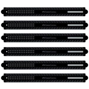 FABER-CASTELL 205243 - Règle 30 cm - Lot de 6 règles incassables à pois noirs avec champ de nom