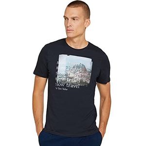 TOM TAILOR Bedrukt basic T-shirt voor heren, 10668 - Sky Captain Blue