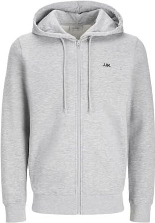 Sweat à capuche zippé avec logo JREBREBEL, Gris clair chiné, XXL