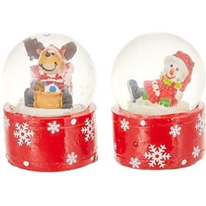 Dekohelden24 501049-SM+Elch set van 2 mini-sneeuwballen voor Kerstmis met sneeuwpop afmetingen h x b x Ø 3,5 cm