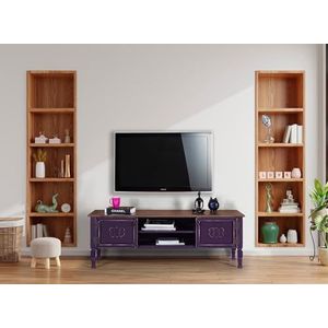 Elegante paarse tv-kast, 150 cm breed, 40 cm hoog, 50 cm diep, 100% MDF met schuimrubberen bovenkant en hoornpoten, modern design voor woonkamer en entertainmentruimtes