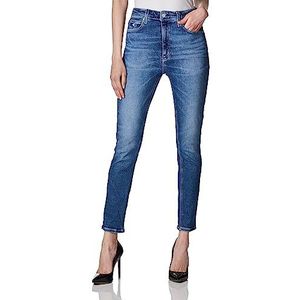 Calvin Klein Jeans Enkelskinny hoge taille, dames, gemiddelde denim, 26 W, Medium denim