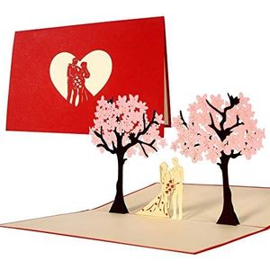 Originele 3D-uitnodigingskaart voor bruiloften met bruidspaar, kan worden gebruikt als uitnodigingskaart, wenskaart, felicitatiekaart of bedankkaart. Inclusief envelop.
