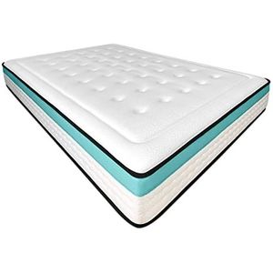 DUÉRMETE ONLINE Premium, dikte 24 cm matras van traagschuim Bio MAX met viscogel, stevig en comfortabel, anti-mijt en hypoallergeen, traagschuim, wit, 135 x 180 cm