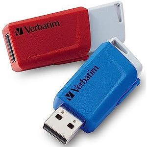 VERBATIM 49308 Store 'n' Click USB-stick 2x I USB 3.2 Gen 1 I 32GB I USB-stick 3 I externe opslag voor laptop & co I tot 5 Gbps I rood blauw