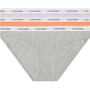 Calvin Klein Lot de 3 culottes bikini en coton stretch pour femme, Multicolore (Orng Cadmium/Gris Htr/Lavande), M