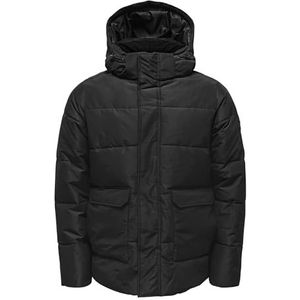 Only & Sons Onscarl Life Quilted Jacket Noos OTW Herenjas met korte punt, zwart.