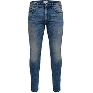 ONLY & SONS ONSWarp Skinny Fit Jeans voor heren, blauw gewassen, Denim Blauw