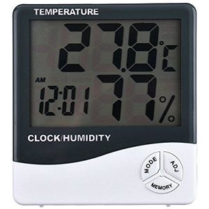 Thermometer hygrometer digitale klok datum met lcd-display 12/24 uur alarm