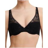Chantelle Spacer Day to Night Damesbeha met diepe hals, zwart.