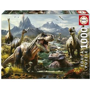 Educa - Dinosaures féroces | Puzzle de 1000 Pièces pour Adultes. Dimensions : 68 x 48 cm. Comprend Queue Fix Puzzle. A partir de 14 ans (19924)