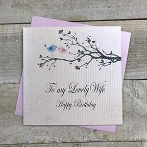 Witte katoenen kaarten voor vrouwen, verjaardagskaart (liefdesvogel)