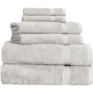 BERIBO Comfort Set van 6 Turkse handdoeken, 2 badhanddoeken, 2 handdoeken en 2 gezichtshanddoeken, 620 g/m², 100% katoen (steen)