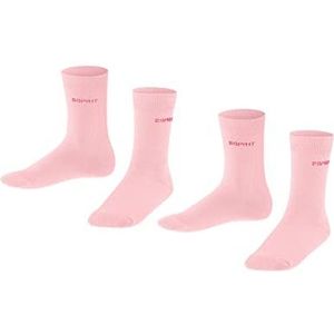 ESPRIT Unisex Kids Voetbal Logo 2 Pack Duurzame Ademende Sokken Biologisch Katoen Versterkte Zachte Platte Teennaad Effen Tenen voor Dagelijks en School Multipack Set van 2 paar, Roze (Orchid 8985)