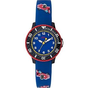 s.Oliver Unisex analoog kwarts horloge met siliconen armband, blauw/zwart, Band