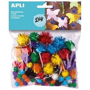 APLI 13062 - Zak met 78 pompons in briljante kleuren om te knutselen