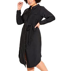 CITY CHIC City Chic Belted Love jurk, grote maat, damesjurk, zwart.