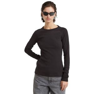 G-STAR RAW Dames geribbeld shirt met lange mouwen zwart (Dk Black D25026-d850-6484), XS, Zwart (Dk Black D25026-d850-6484), XS