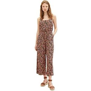 TOM TAILOR Denim 1037253 Dames Overall met knoopsluiting (1 stuk), 31952 - zwarte bloemenprint