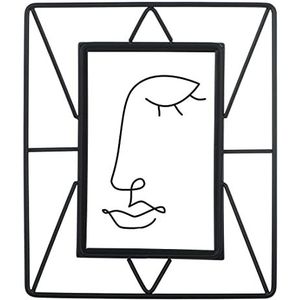 Hama Metalen fotolijst zwart 10 x 15 cm voor portretten, neerzetten, wissellijst, staande lijst met standaard, portretlijst met glas, industrieel design, zwart