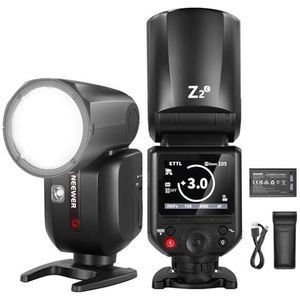 NEEWER Z2-C Flash Speedlite TTL ronde kop 2,4 G compatibel met Canon, Flash Speedlight HSS 1/8000s nieuwe gebruikersinterface, 2 driverlampen, TCM-selector TTL/M, 600 flitsen