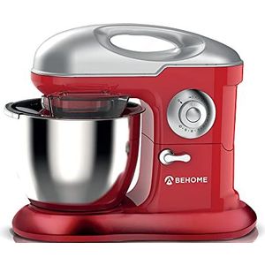 BEHOME SM6500R Professionele planeetketting, 6,5 l, rood/10 snelheid, 2 garde en 1 kneedhaak