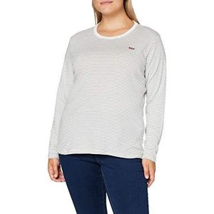 Levi's Pl Long Sleeve Baby Tee Agnes Stripe Cl T-shirt dames, Agnes Stripe Cloud Dancer, 3 x, agnes streep cloud danser