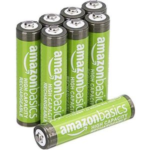 Amazon Basics Oplaadbare AAA-batterijen met hoge capaciteit, (8 stuks), voorgeladen (afbeelding kan afwijken)