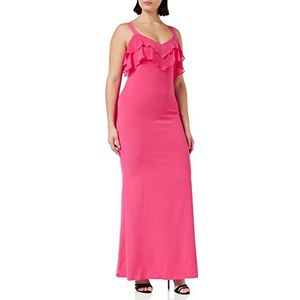 Gina Bacconi Dames maxi jurk met frills cocktailjurk voor dames, fuchsia-roze