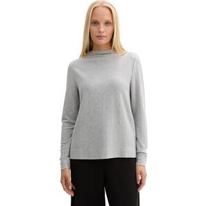 TOM TAILOR T-shirt à manches longues pour femme, 37663 - Gris à rayures pailletées, M