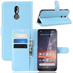 Cover-Discount Nokia 3.2 mobiele telefoon tas lederen tas case beschermhoes met kaartvakken lichtblauw