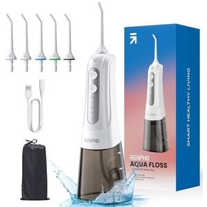 Cordless Water Dental Flosser voor Teeth, RENPHO Professional 300 ml, draagbaar, waterdicht, USB, oplaadbaar, orale irigator, 4 modi met doe-het-zelf, 5 jettips, watertandheelkundige picks