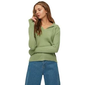 Trendyol Pullover effen poloshirt trainingspak, groen, S dames, groen, S, Groen