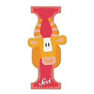 Sevi Impala Antilope 83009 Houten letters in dierenvorm voor kinderkamer, educatief speelgoed van hout voor kinderen vanaf 3 jaar, letters dieren, geassorteerde dieren, geel/rood/groen