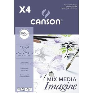 Canson Mix Media Imagine blokken, 4 stuks, A2, 50 vel, fijne korrel 200 g