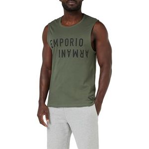 Emporio Armani Mouwloos T-shirt met gedurfd logo mouwloos T-shirt voor heren, Militair/zwart