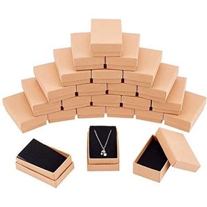 nbeads 24 stuks kleine kraftbruine kartonnen dozen sieradendoos doos met deksel voor halsketting ring cadeau display, 8 x 5 x 3 cm