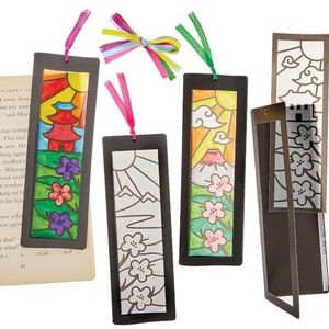 Baker Ross FN031 Japanese Garden Colour-in Bookmark Kits - Pack of 10, World Book Day Kits, Bookmark Making for Kids