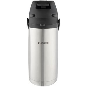 Pioneer Flasks SS19HC Roestvrijstalen hefboompot voor warm en koud water, thee, koffie, conferentie, evenement, 1,9 liter, zilver