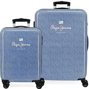 Pepe Jeans Lena Kofferset, blauw, 55/68 cm, stijf, ABS, combinatie, zijsluiting, 104 l, 6 kg, 4 wielen, handbagage, blauw, maat única, kofferset, Blauw, Kofferset