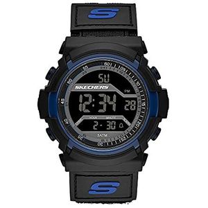 Skechers Herenhorloge digitaal uurwerk met siliconen armband, polyurethaan, leer of roestvrij staal, Grafiet en blauw, riem