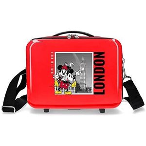 Disney Mickey en Minnie Travel The World London toilettas, aanpasbaar, rood, 29 x 21 x 15 cm, stijf, ABS, 9,14 l 0,8 kg, rood, Talla única, aanpasbare tas, Rood, Aanpasbaar etui