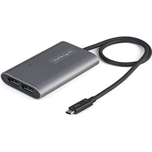 StarTech.com Thunderbolt 3 naar Dual DisplayPort DP 1.4 adapter, Dual 4K 60Hz of Single 8K/5K Thunderbolt 3 op DP-adapter, TB3 op 2 x DisplayPort-adapter, Mac/Windows (TB32DP14)