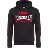 Lonsdale Langwell Hoodie voor heren, zwart/wit/rood, L, Zwart/Wit/Rood