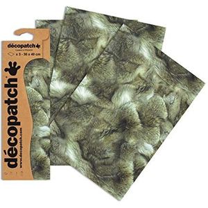 Décopatch - 3 vellen papier bedrukt donker dierenbont 30 x 40 cm - voor gebruik met lijm en vernis Décopach grijs Ref C674O