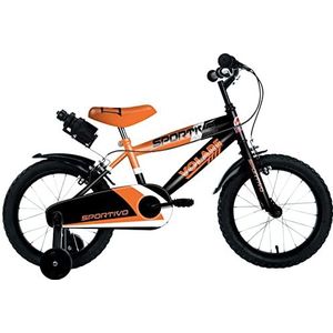 Sportfiets voor kinderen, 35 cm, met centrale beweging en kogelbesturing, afneembare wielen, oranje, 95% gemonteerd