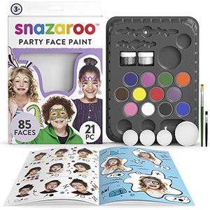 Snazaroo 1172008 make-up kleuren Ultimate Party Set, make-up palet met 2 penselen, 4 sponsjes en gebruiksaanwijzing, 2 glittergels, 12 kleuren